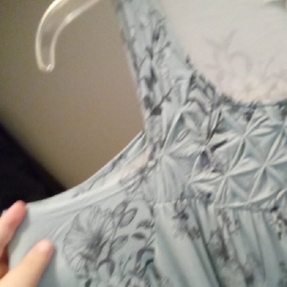 Womans L Maurices Blue Blouse with Smocked Design and Bib Collar Shoulderless - Picture 4 of 4